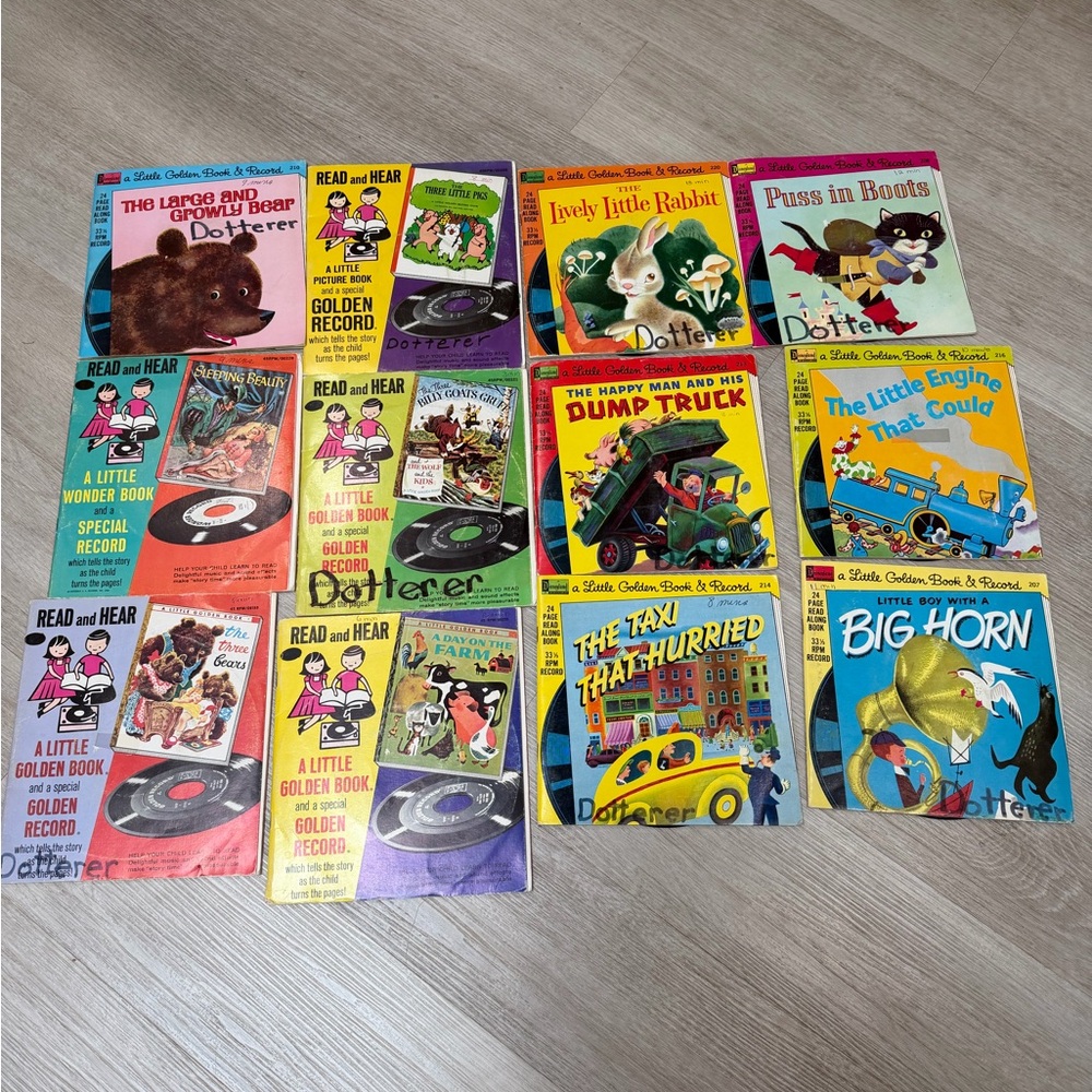 Vintage children’s storybooks and 45 records